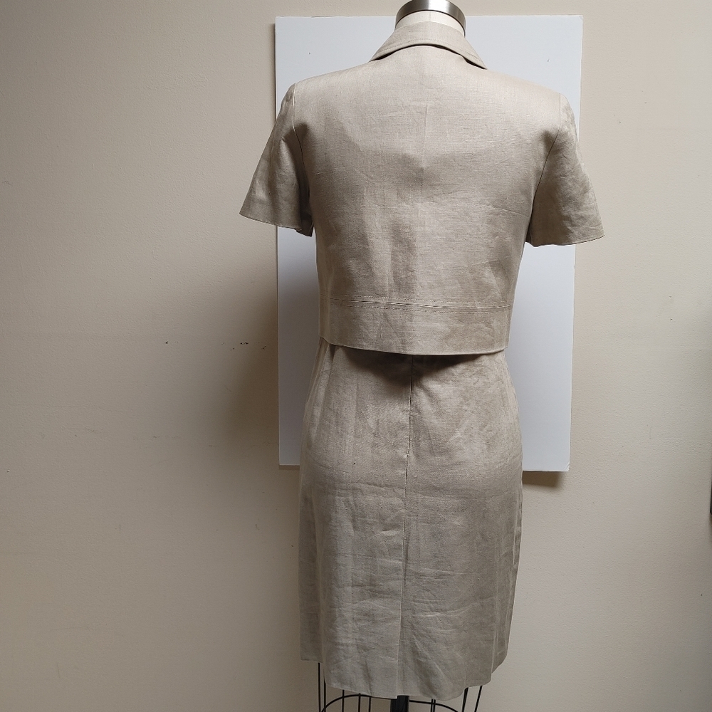 Vintage Kelly Graham Tan Linen Shift & Crop Jacket 4-6 - Picture 2 of 12